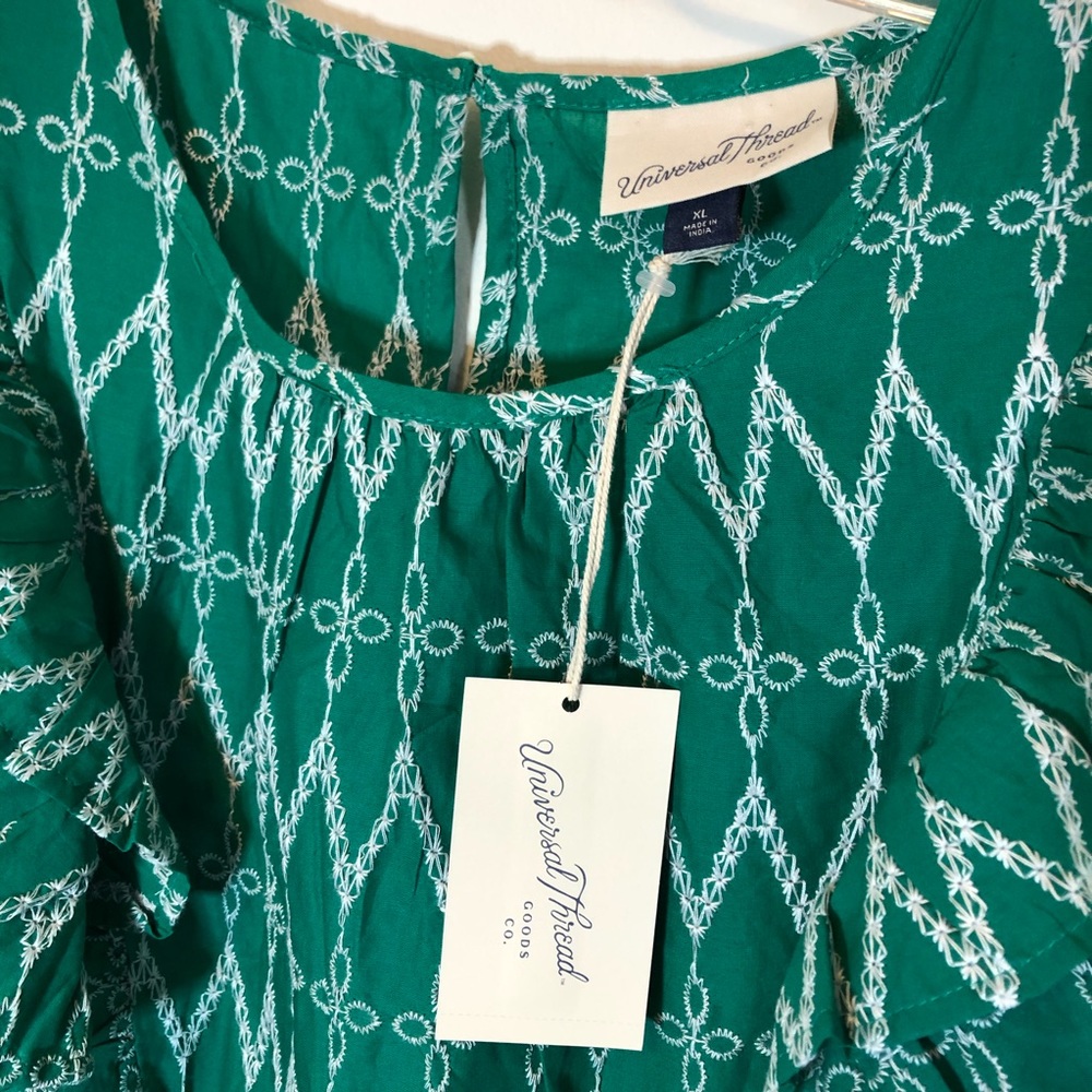 Green Ruffle Shirt New with Tags - Picture 3 of 5